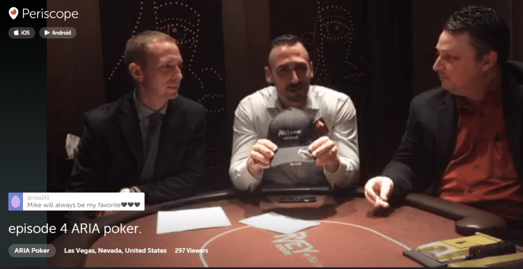 Paul Campbell, Sean McCormack, and Michael Williams on Periscope at Aria Poker