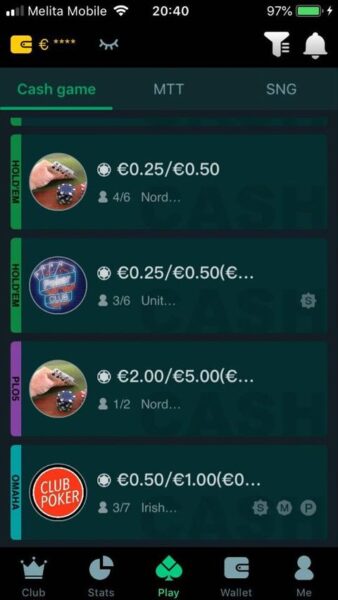 Pokio cash game lobby