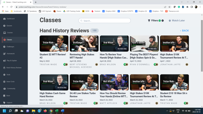 Pokercoaching.com hand history reviews