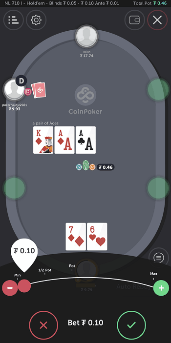 coinpoker mobile cash table