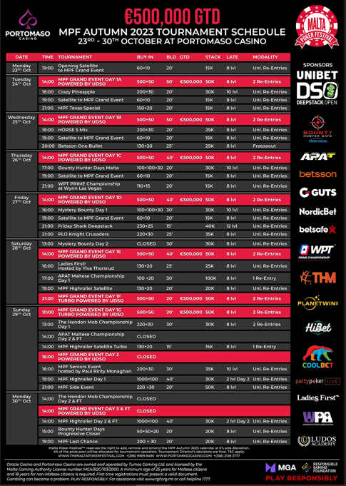 autumn 2023 MPF schedule