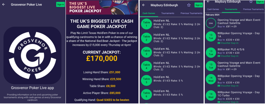 Grosvenor Poker live app