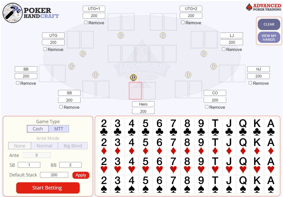 Advanced Poker Training HandCraft Tool