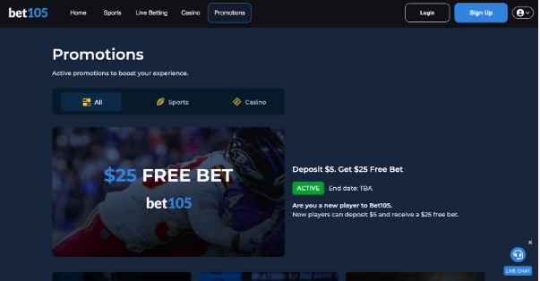 Bet105 sportsbook promotions
