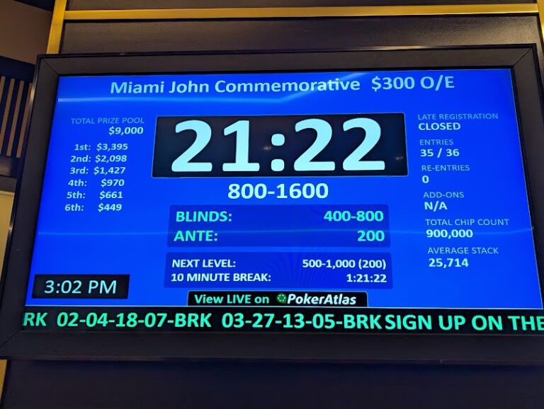 Miami John Mixed Game Festival payouts