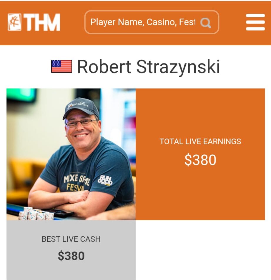 Robbie Strazynski first cash HendonMob