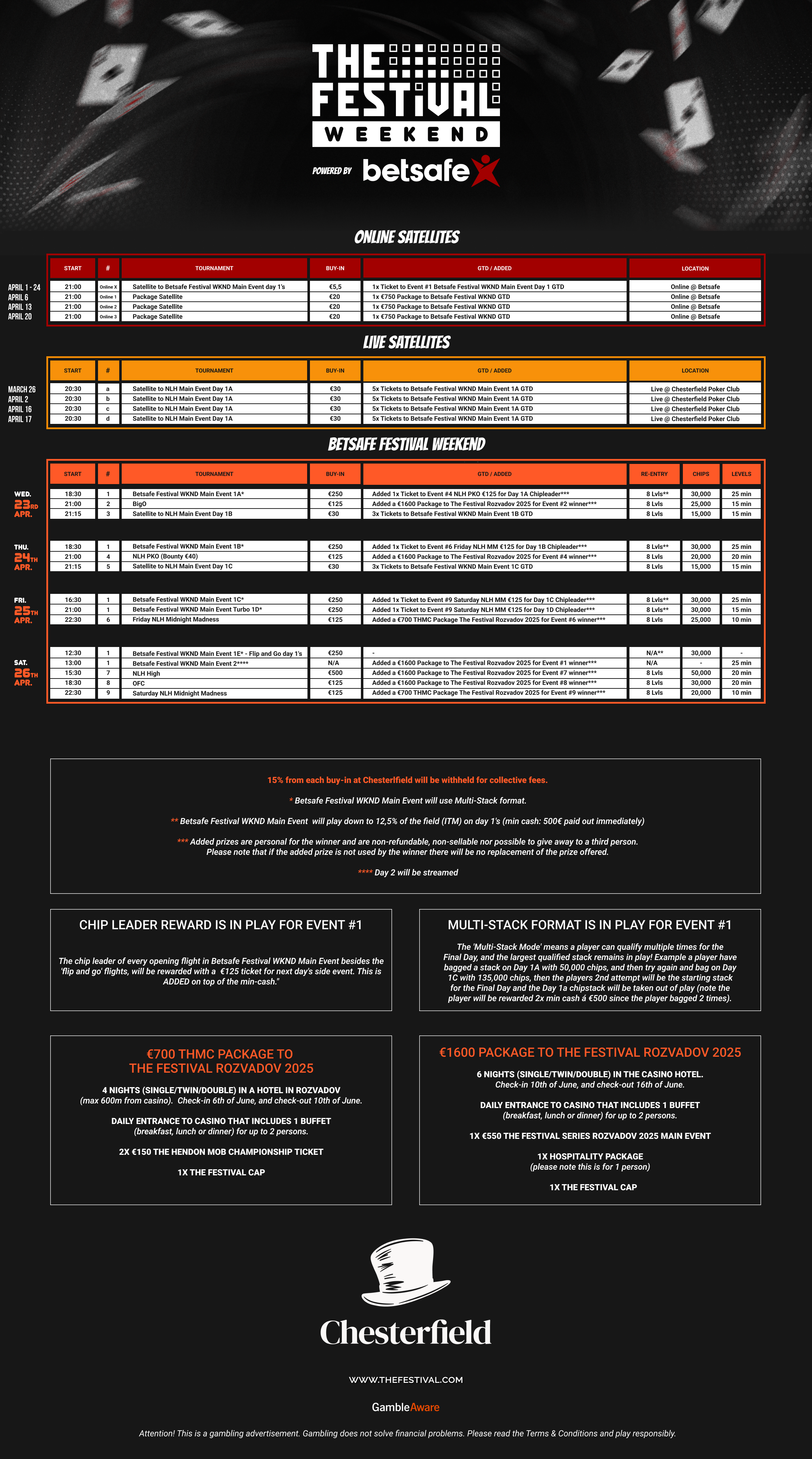 The Festival Weekend schedule