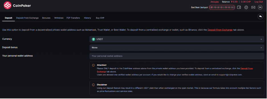 CoinPoker Deposit Options