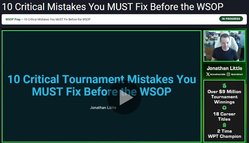 Pokercoaching WSOP Preparation