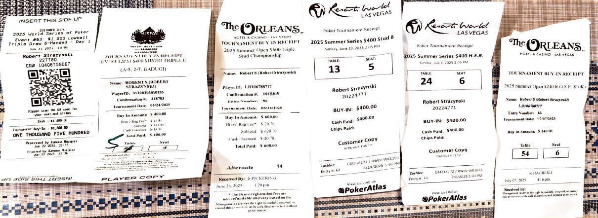 tournament receipts